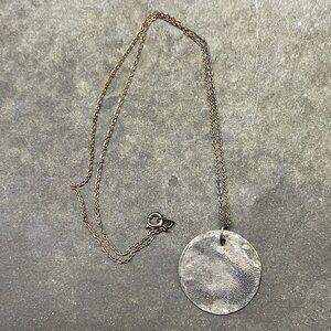 Vintage Handmade Round Thin Copper Disc Necklace/Full Moon Necklace